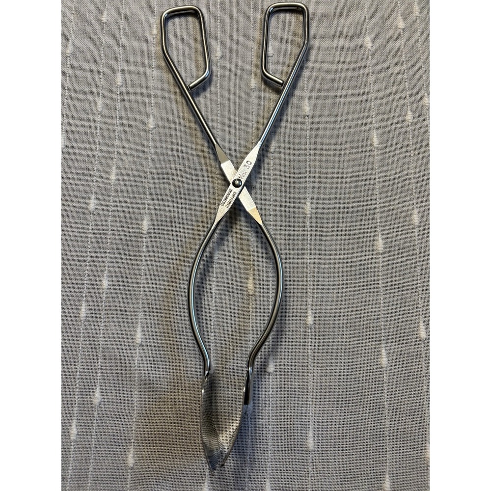 Vintage Vaughan Chicago No. 30 Tongs With Curved Teeth Stainless Kitchen Utensil